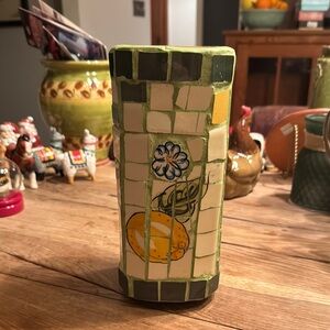 Handcrafted Mosaic Vase with Lemon Design